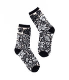 Black + White Florals Sheer Socks