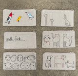 Multi Stitch Linen Zipper Pouches (multiple options)
