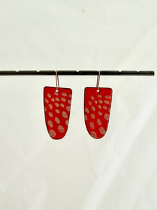 Red + White Enamel Earrings