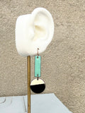 Aqua B/W Enamel Earrings