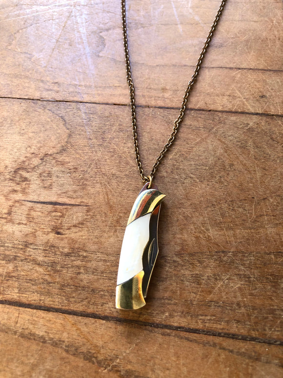 Tiny Pearl Handle Knife Necklace
