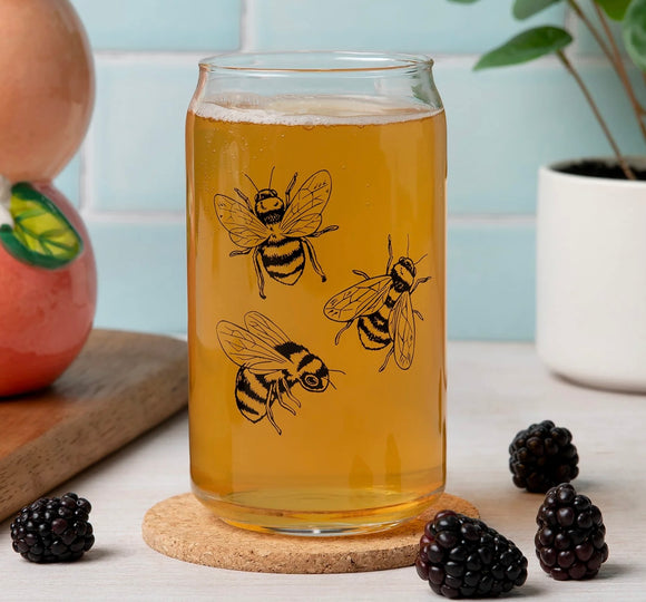 Bumble Bees Beer Can Glass