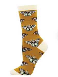 Vintage Moths Bamboo Crew Socks