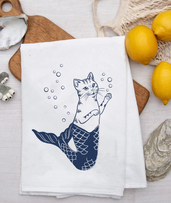 Purrmaid Flour Sack Tea Towel