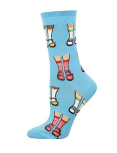 Blue Socks and Sandals Cotton Crew Socks