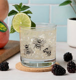 Bumble Bees Rocks Glass