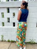 Bright Floral Faux Wrap Skirt