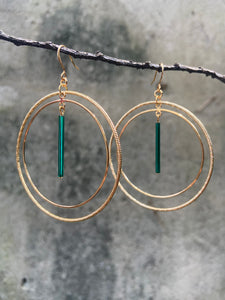 Vintage Emerald Crystal Hoops