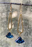 Blue Crystal Box Chain Earrings