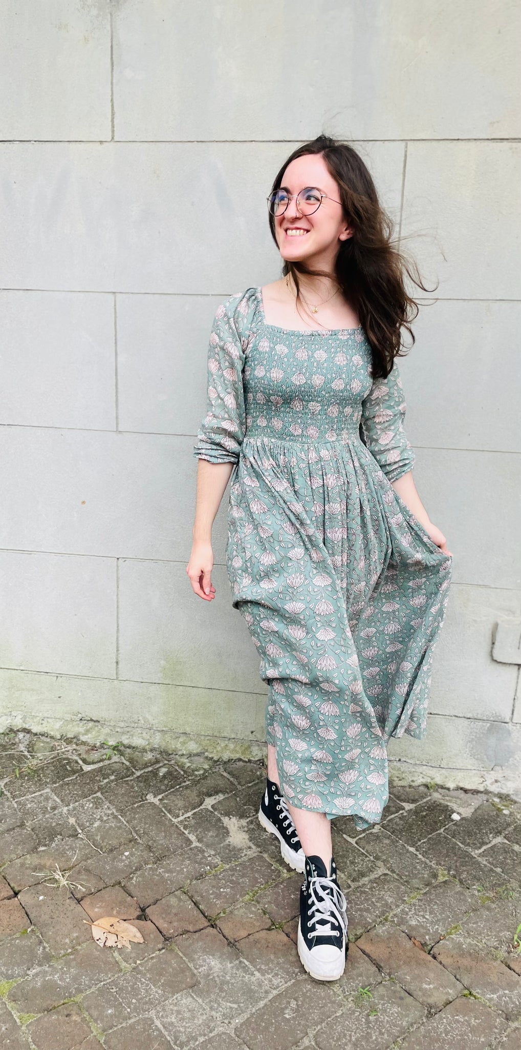 Hailee Smocked Midi Dress large Hailee Smocked Midi Dress large