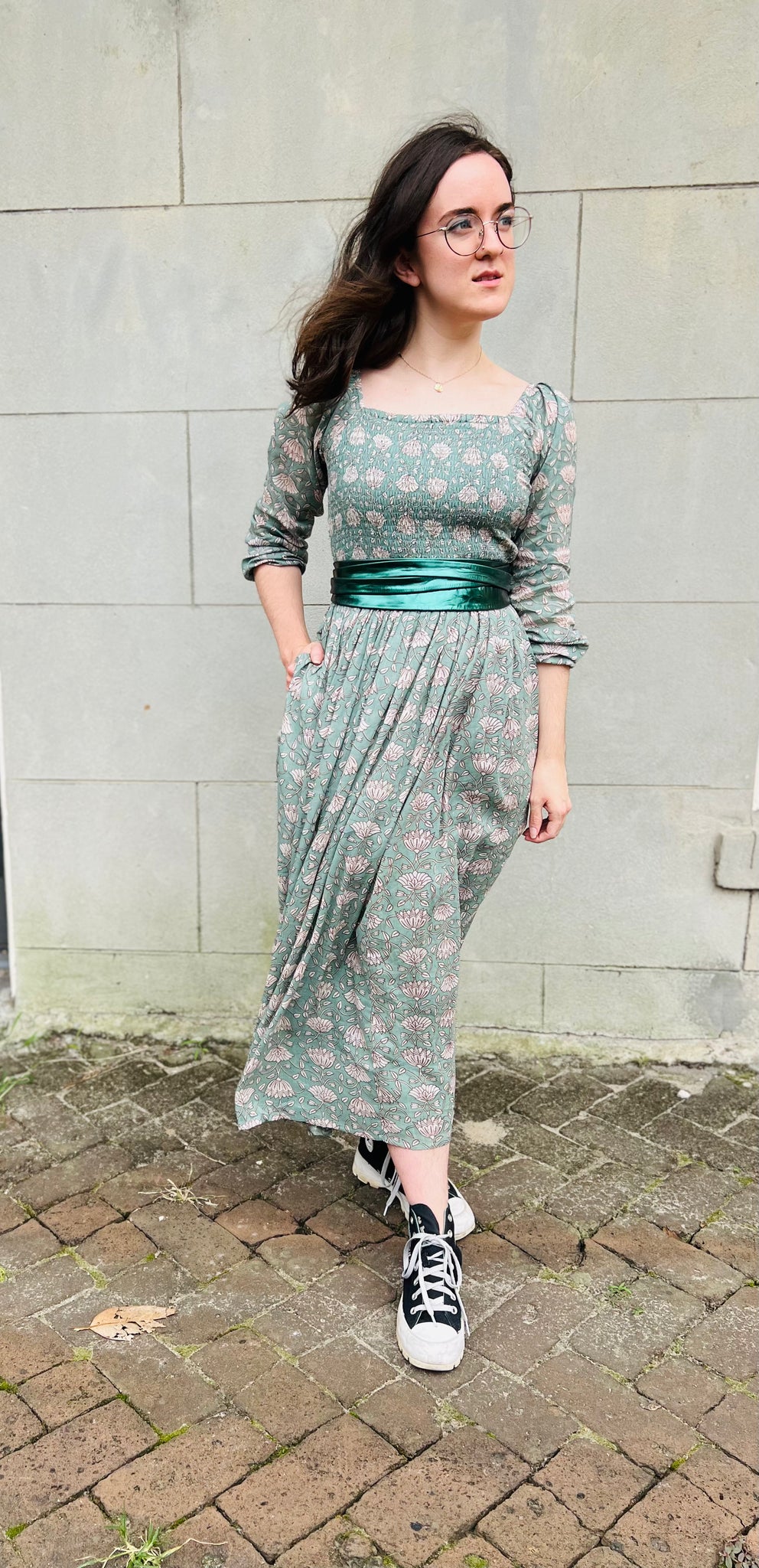 Hailee Smocked Midi Dress large Hailee Smocked Midi Dress large