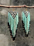 Beaded Handwoven Sonoran Triangle Fringe Earring (color options)