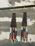 Hand Beaded Abstract Fringe Earrings (color options)