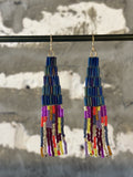 Hand Beaded Abstract Fringe Earrings (color options)