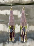 Hand Beaded Abstract Fringe Earrings (color options)