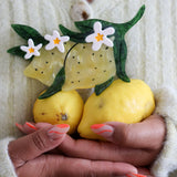 Lemon + Flowers Hair Claw (size options)