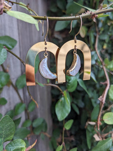 Pearl and Moon Arc earrings