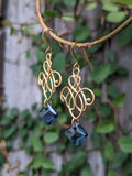 Filigree Earrings with Blue Crystals