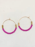 Pink Glass Bead Hoops