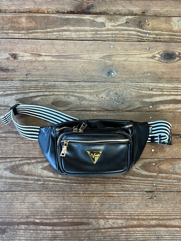 The Escobar Black Faux Leather Fanny Pack Bum Bag