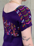 Purple Embroidered Chest Design Top