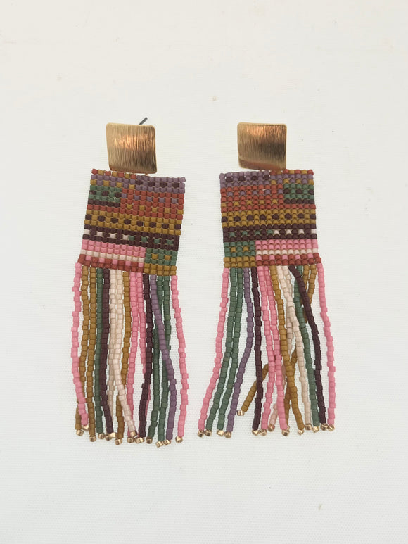 Striped Knit Fringe Earrings