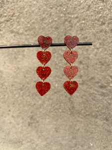 4 Heart Stack Earrings