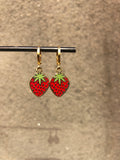 Strawberry Huggie Hoops