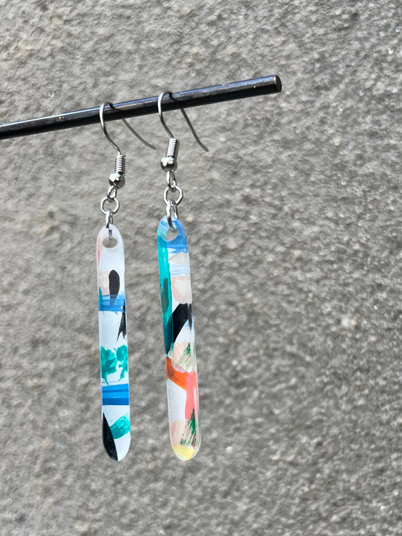 Abstract Paint + Acrylic Hook Wire Earrings (multiple options)