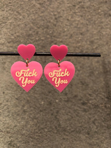 Acrylic FU Heart Dangles (color options)