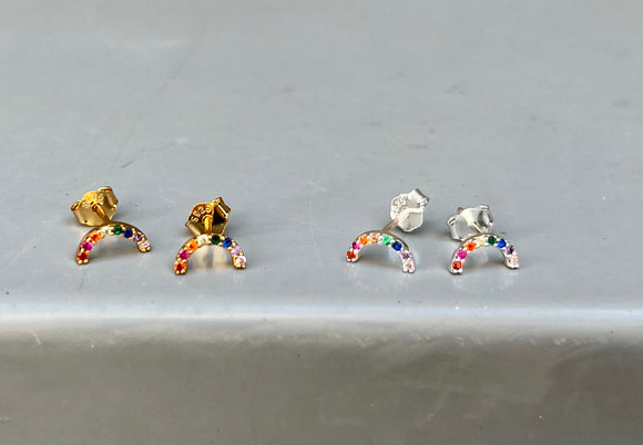 Rainbow Arc Crystal Stud Earrings (metal options)