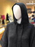 Charcoal Hooded Sweater Poncho