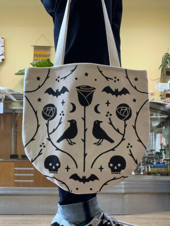 Spooky Floral Round Tote