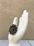 Needlepoint Turquoise or Coral Rings (multiple options)