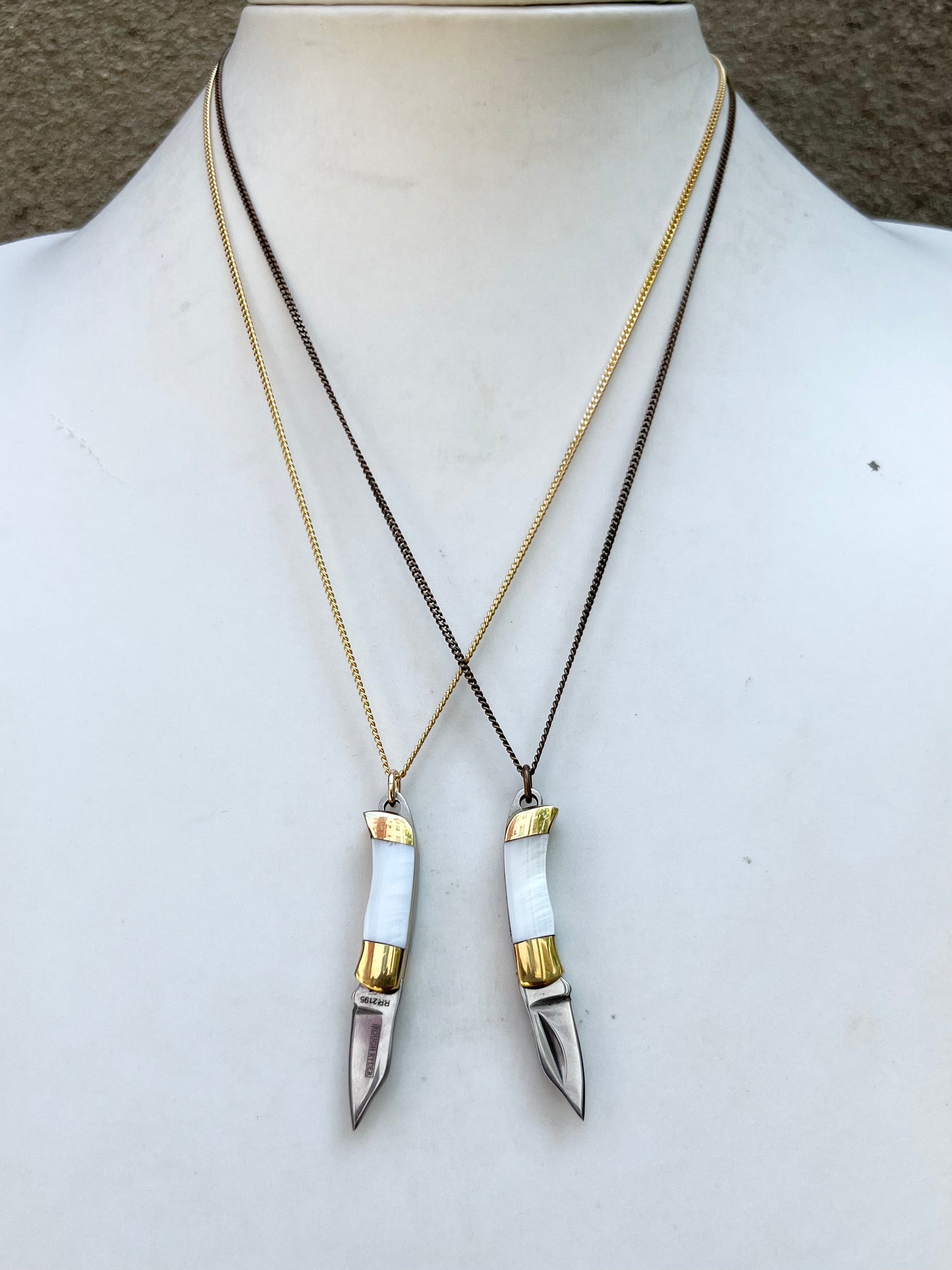 Tiny Pearl Handle Knife Necklace (chain options)