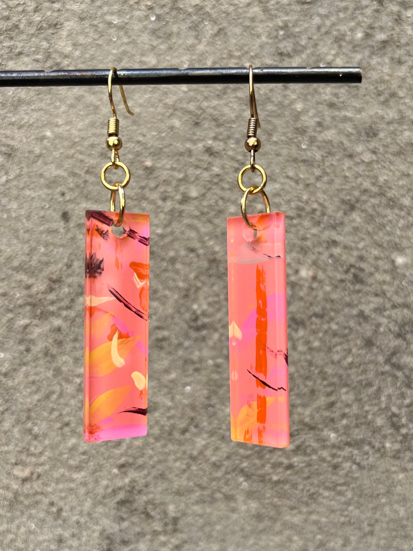 Abstract Paint + Acrylic Hook Wire Earrings (multiple options)