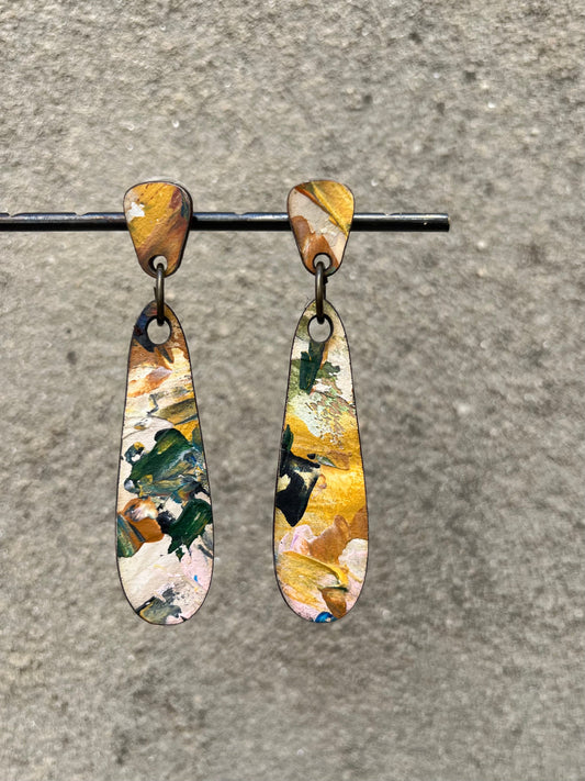 The Abstract Paint +Wood Post Earrings (multiple options)