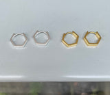Hexagon Huggie Hoops (metal options)