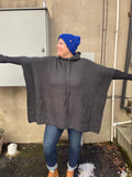Charcoal Hooded Sweater Poncho
