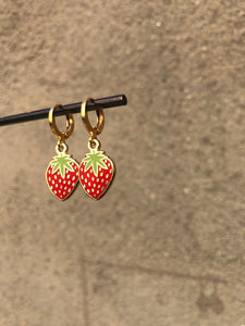 Strawberry Huggie Hoops