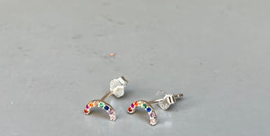 Rainbow Arc Crystal Stud Earrings (metal options)