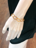 Gold Hammered Oval Link Bracelet