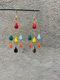Multi-Color Lucite + Gold Chandelier Earrings