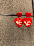 Acrylic FU Heart Dangles (color options)