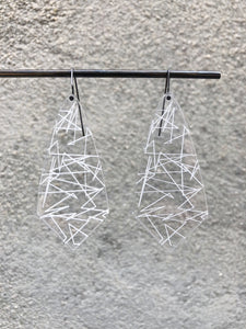 Clear Etched Zigzag Earrings