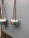 Turquoise Natural Canvas Hanging Planter (size options)