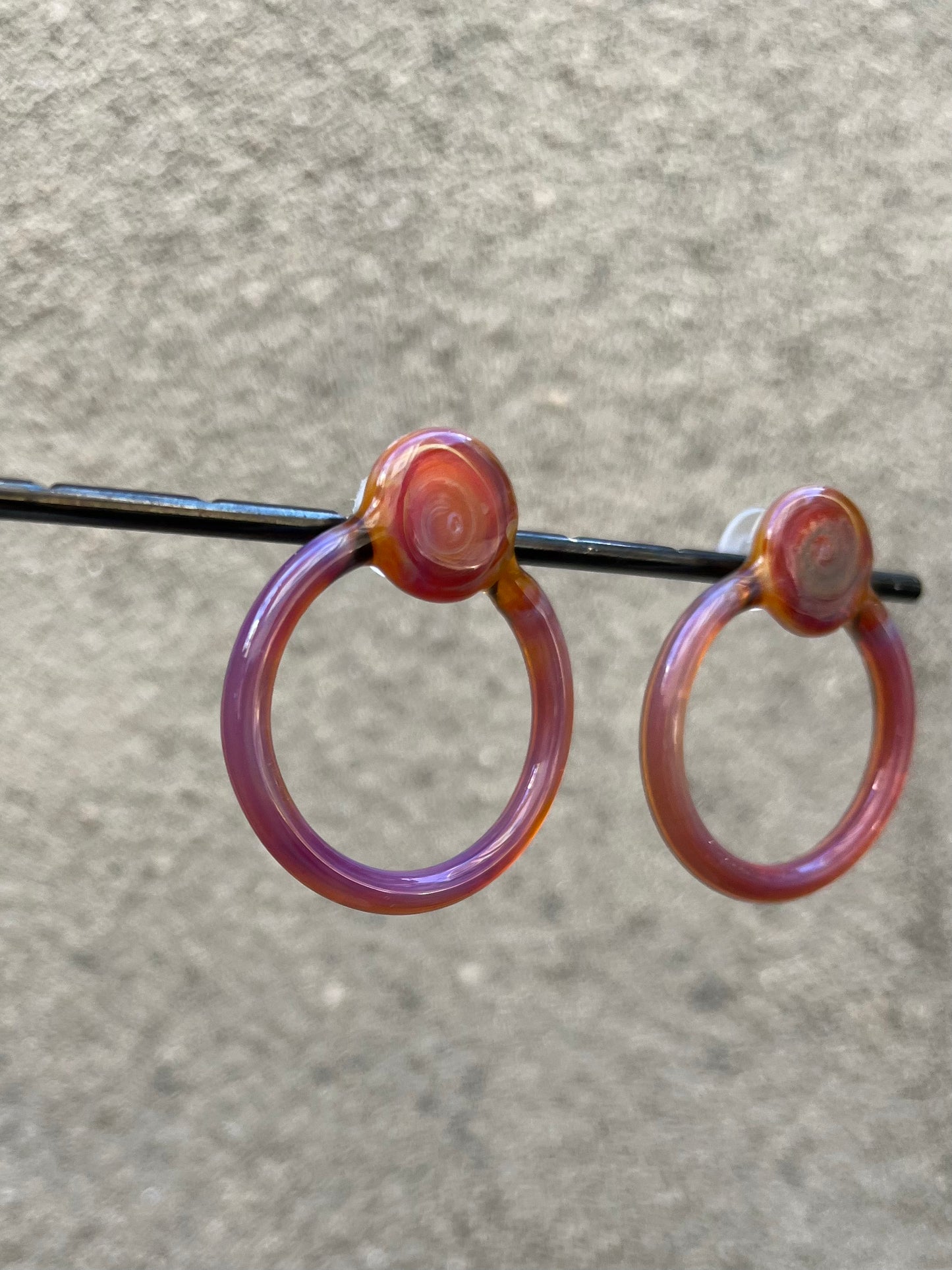 Post Hoop Glass Earrings