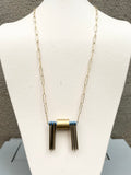 Brass + Blue Cylinder Necklace