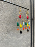 Multi-Color Lucite + Gold Chandelier Earrings